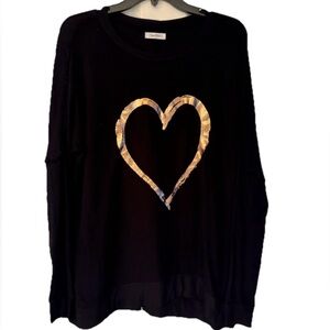 Lauren Moshi Gold Heart Women’s Black Sweater Size Small